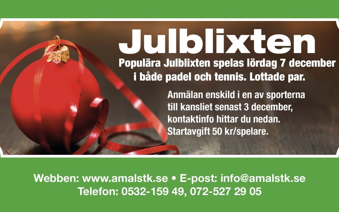 Julblixten Tennis- och Padel 7 december!